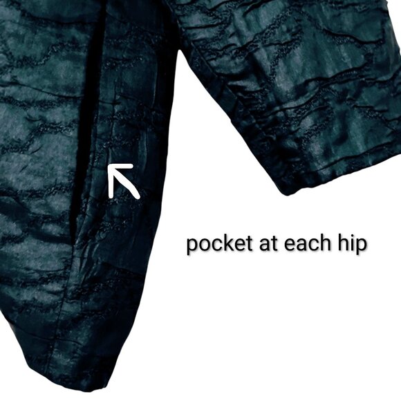 Eileen Fisher 100% Tussah Silk Snap Front Blazer Jacket Classic Dark Teal 3X - Picture 5 of 7